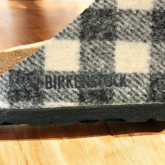 BIRKENSTOCK Arizona Shearling Wool Black & White Plaid Sandal W Sz 9 Narrow NWT - Picture 13 of 15